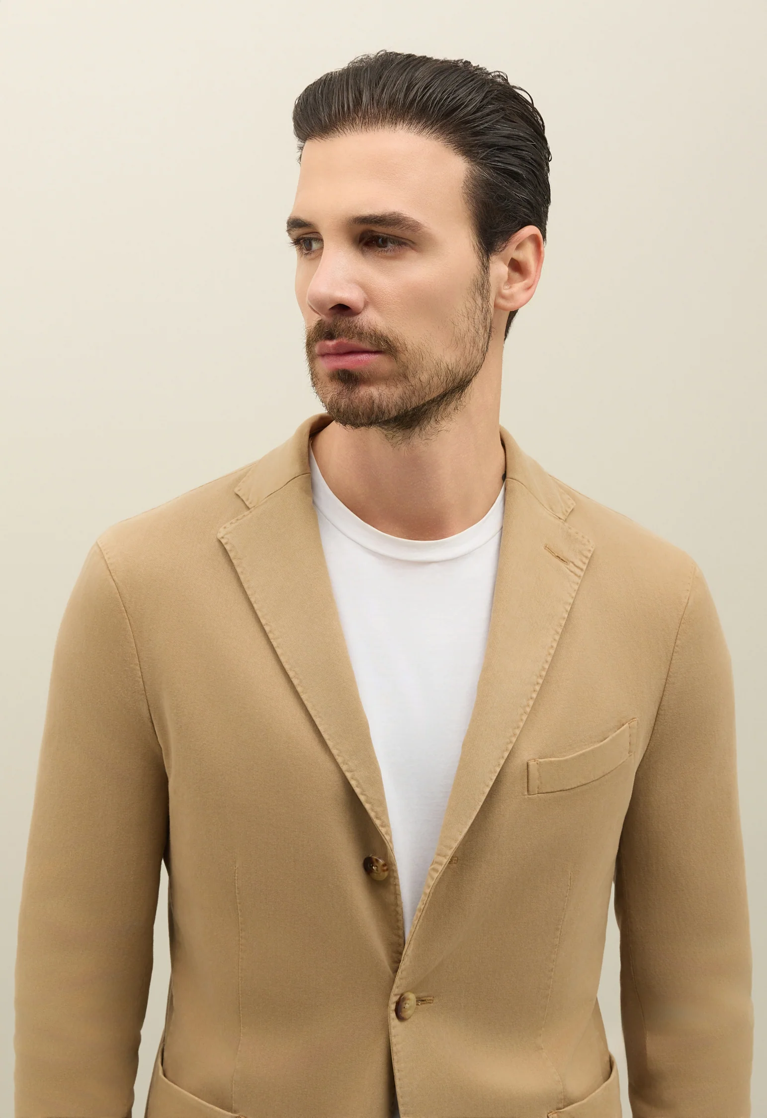 K-Jacket in cotone e tencel tinto in capo marrone chiaro - Image 3