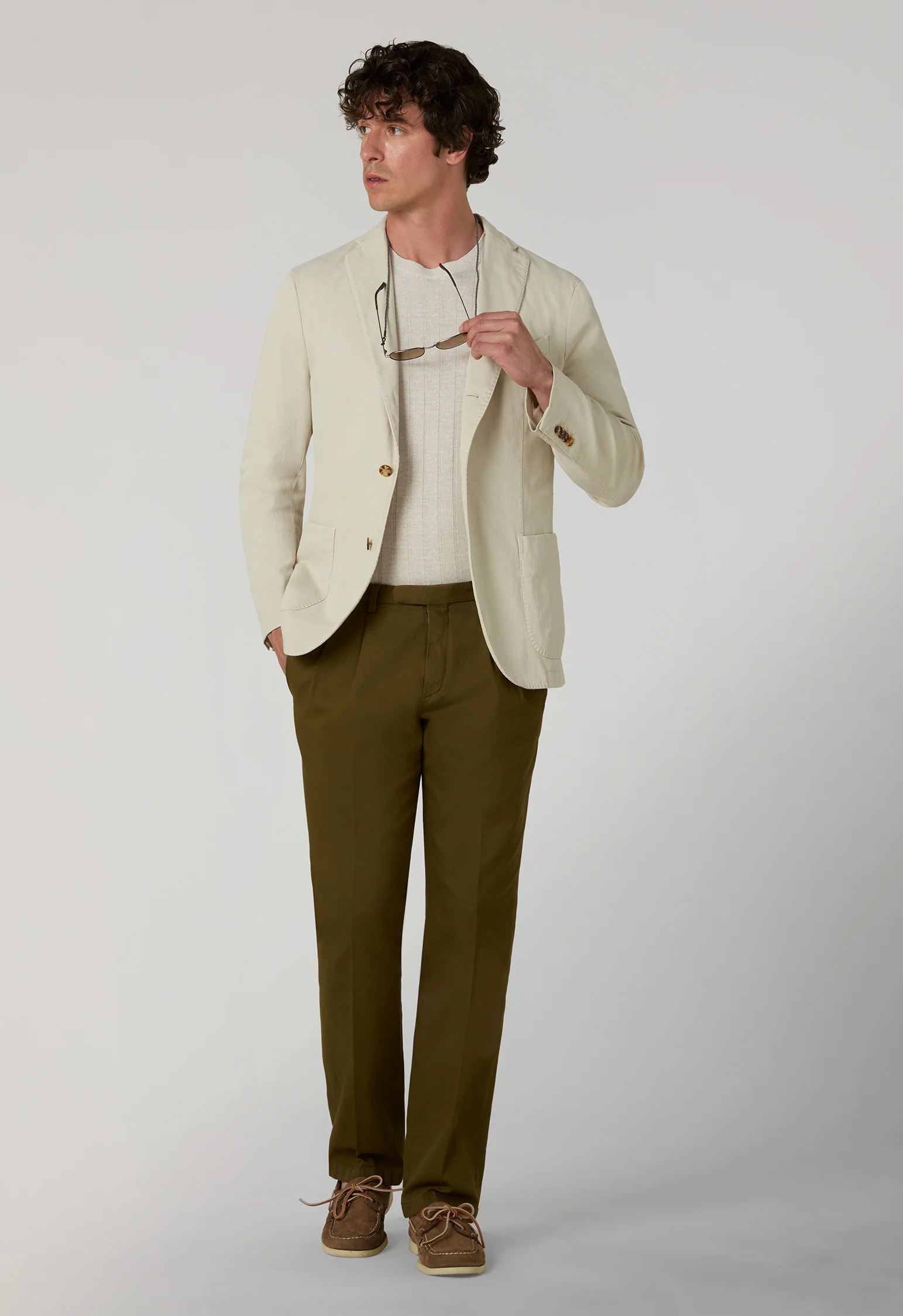 K-Jacket in cotone stretch tinto in capo beige - Image 3