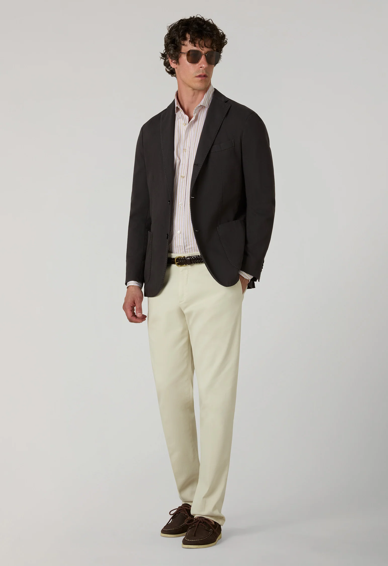 K-Jacket in cotone stretch tinto in capo marrone - Image 3