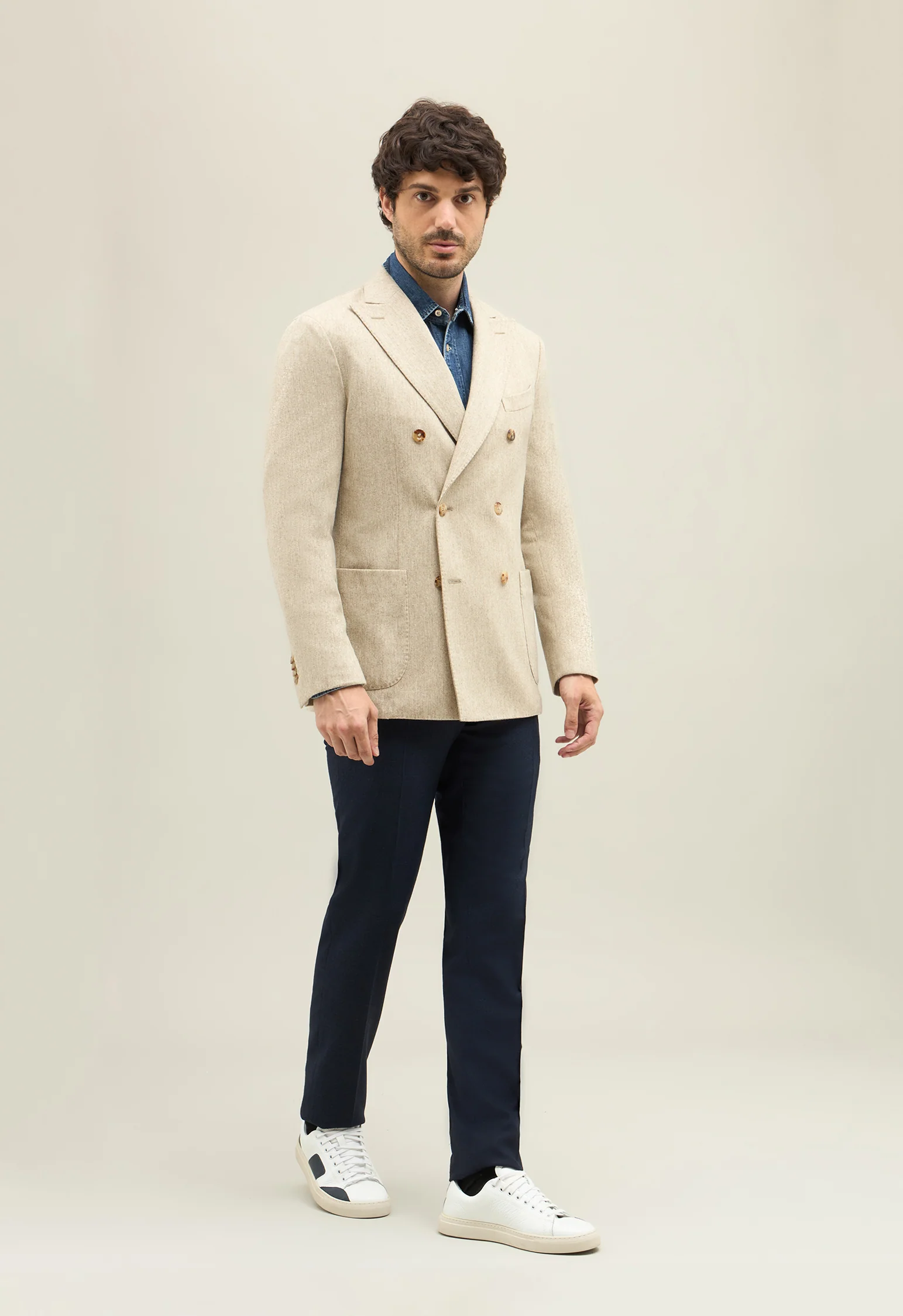 K-Jacket in flanella lavata beige