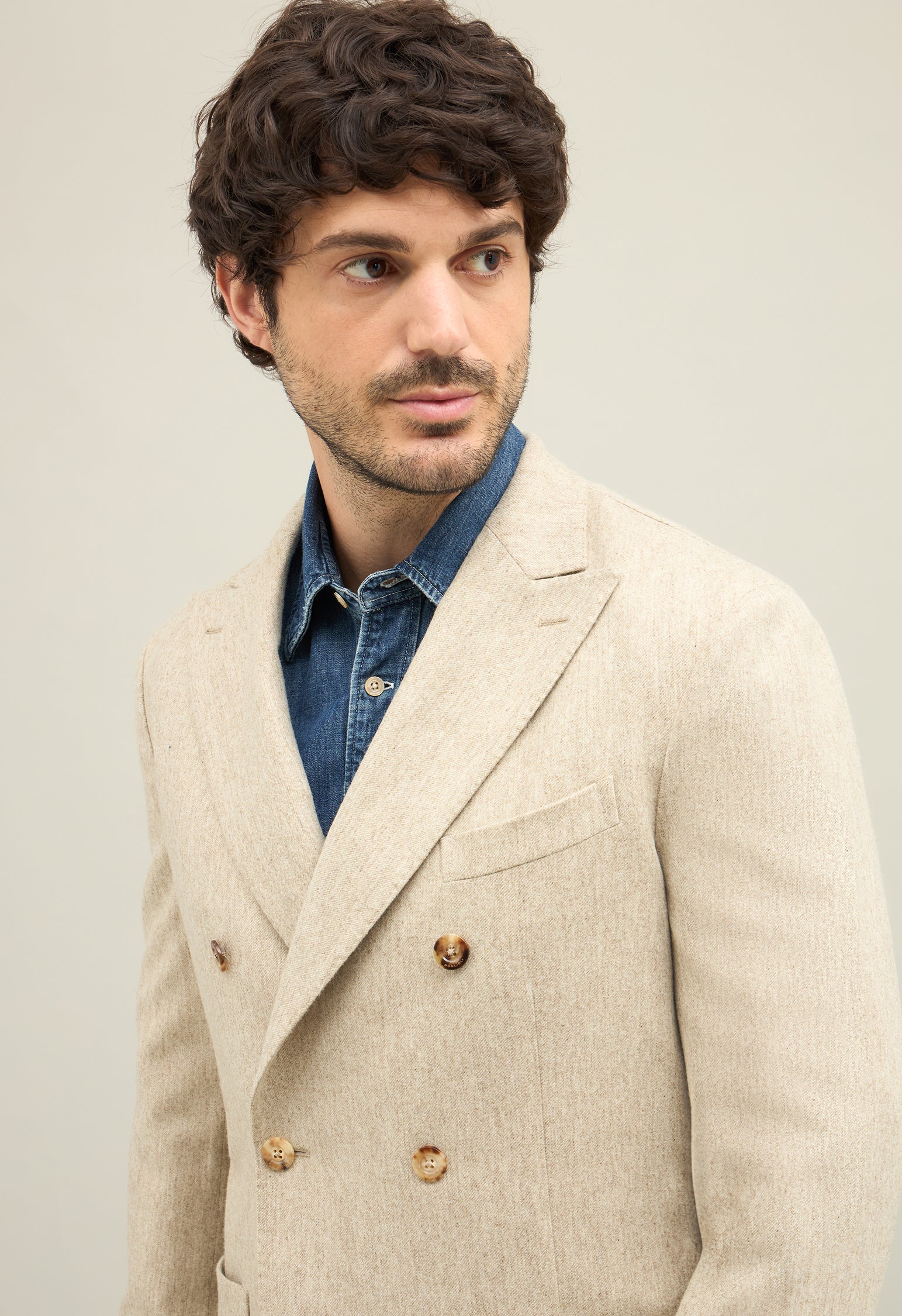 K-Jacket in flanella lavata beige - Image 3
