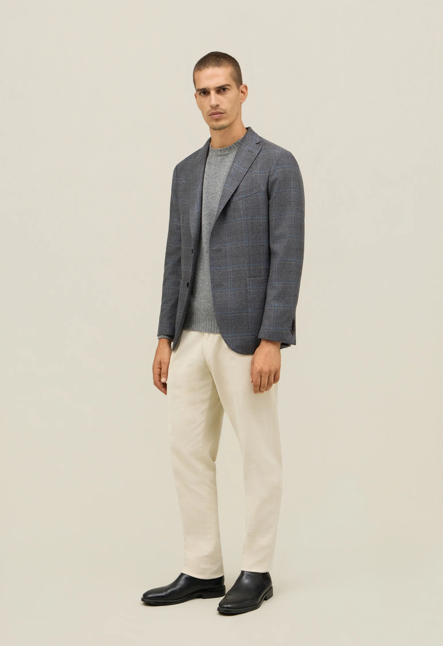 K-Jacket in lana a quadri grigia