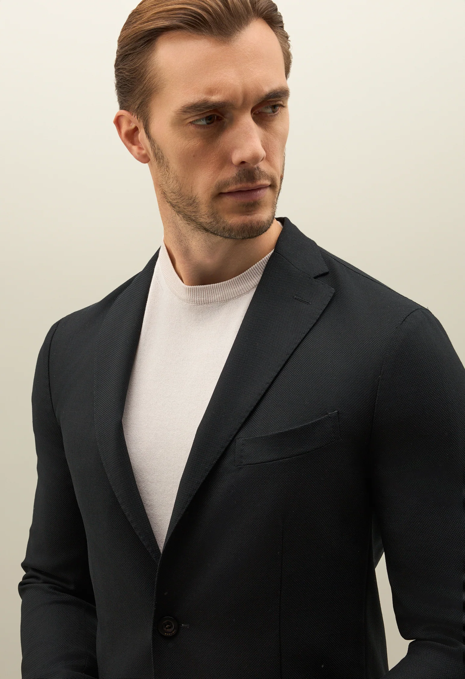 K-Jacket in lana leggera nera a nido d'ape - Image 3