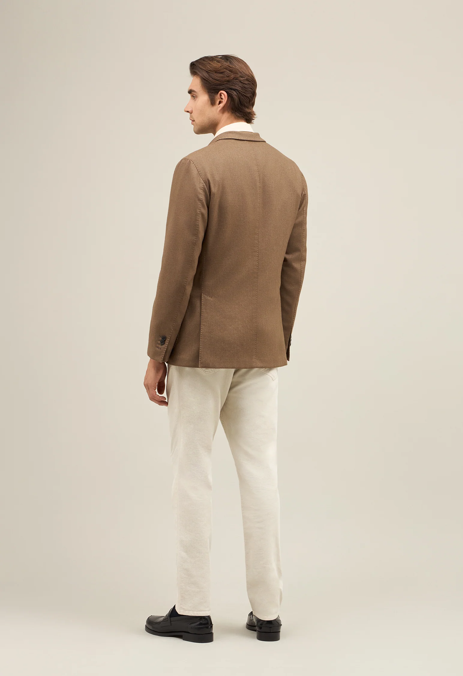 K-Jacket in lana leggera tinta in capo marrone - Image 2