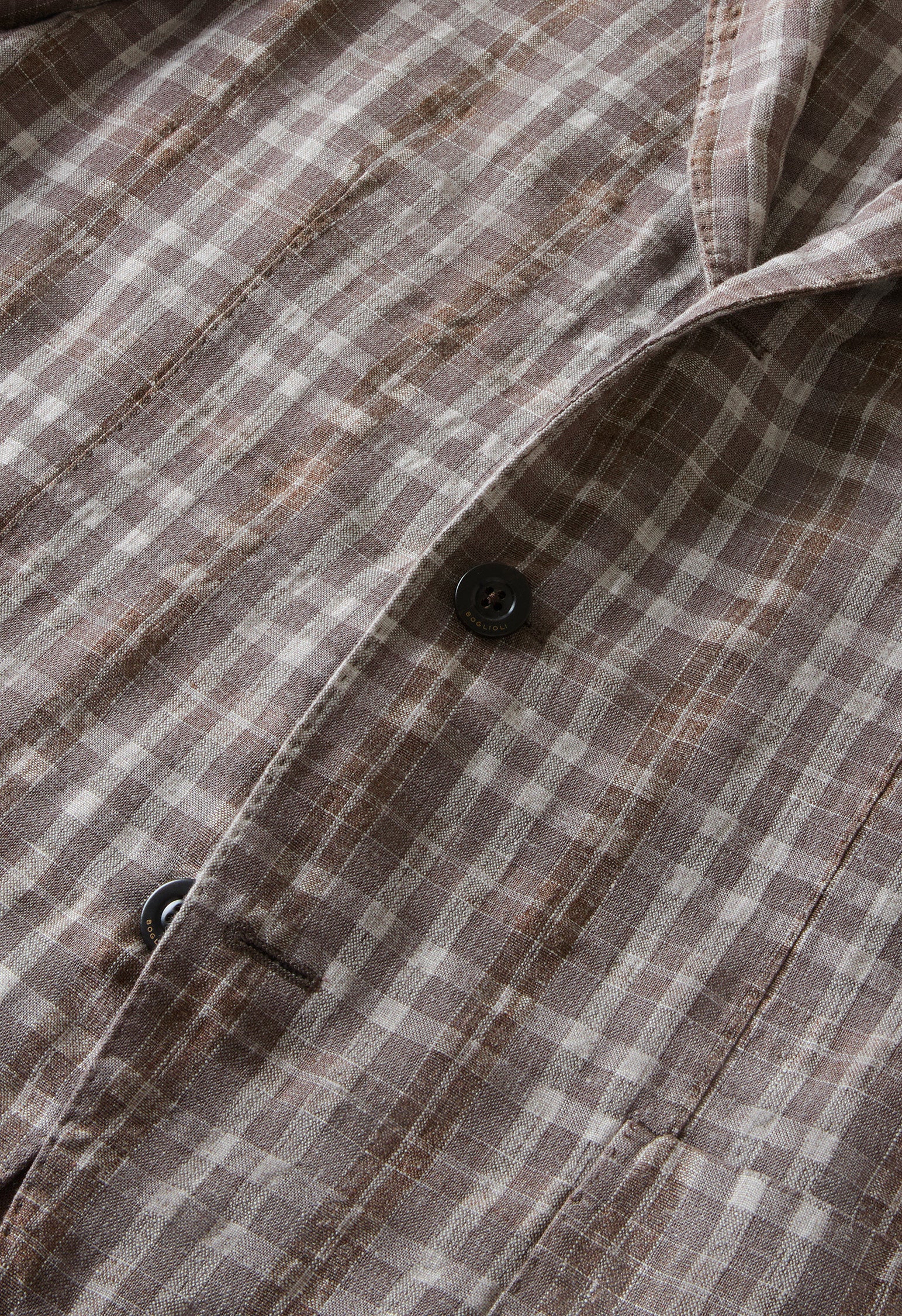 K-Jacket in lana lino e seta tartan marrone fantasia - Image 5