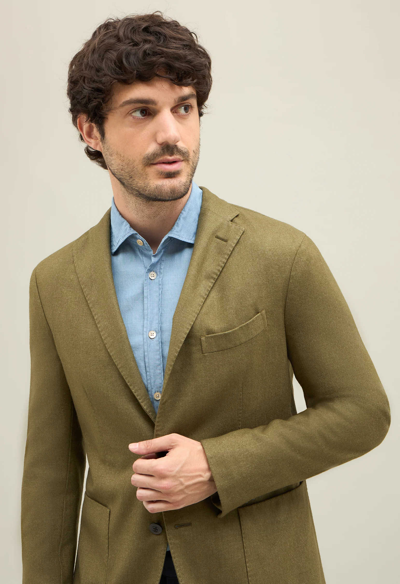 K-Jacket in lana tinta in capo verde