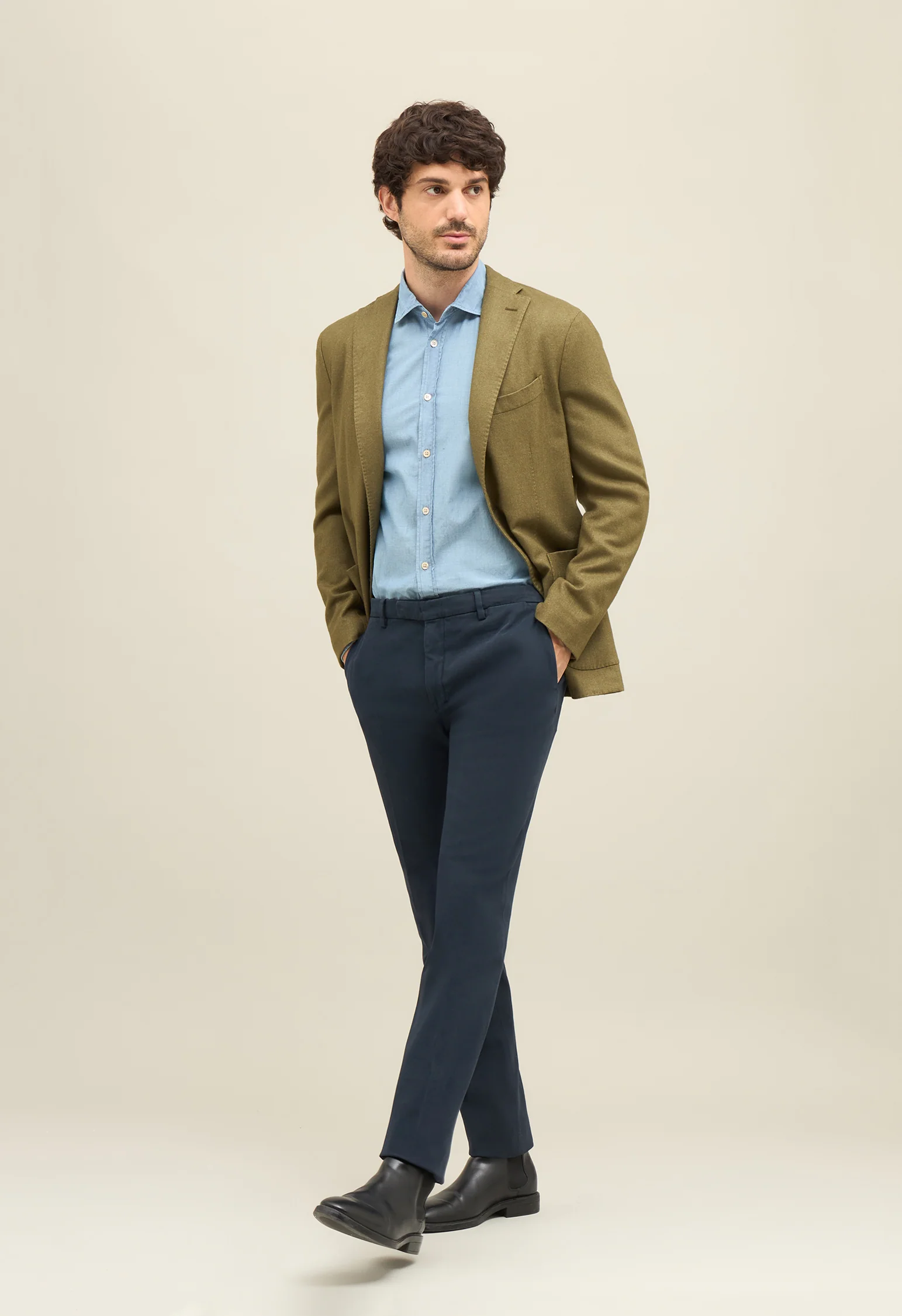 K-Jacket in lana tinta in capo verde - Image 2