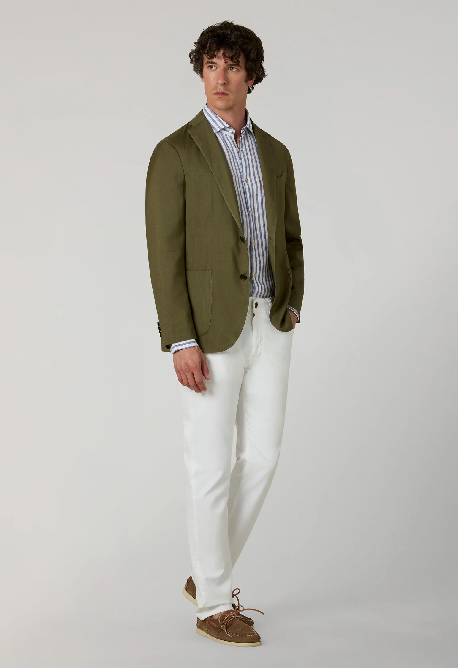 K-Jacket in lana ultralight e seta verde - Image 3