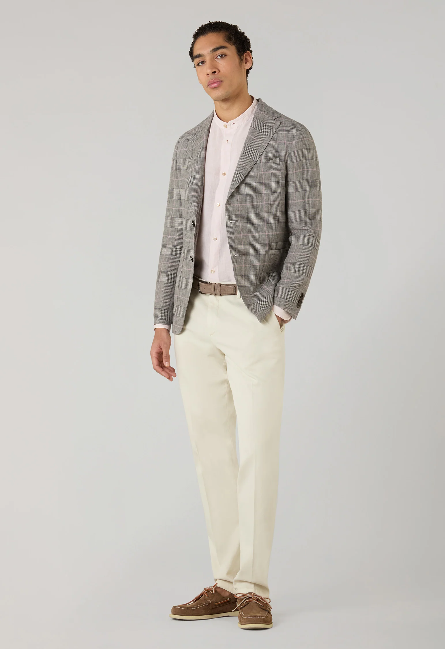 K-Jacket in lino a quadri grigio fantasia - Image 3