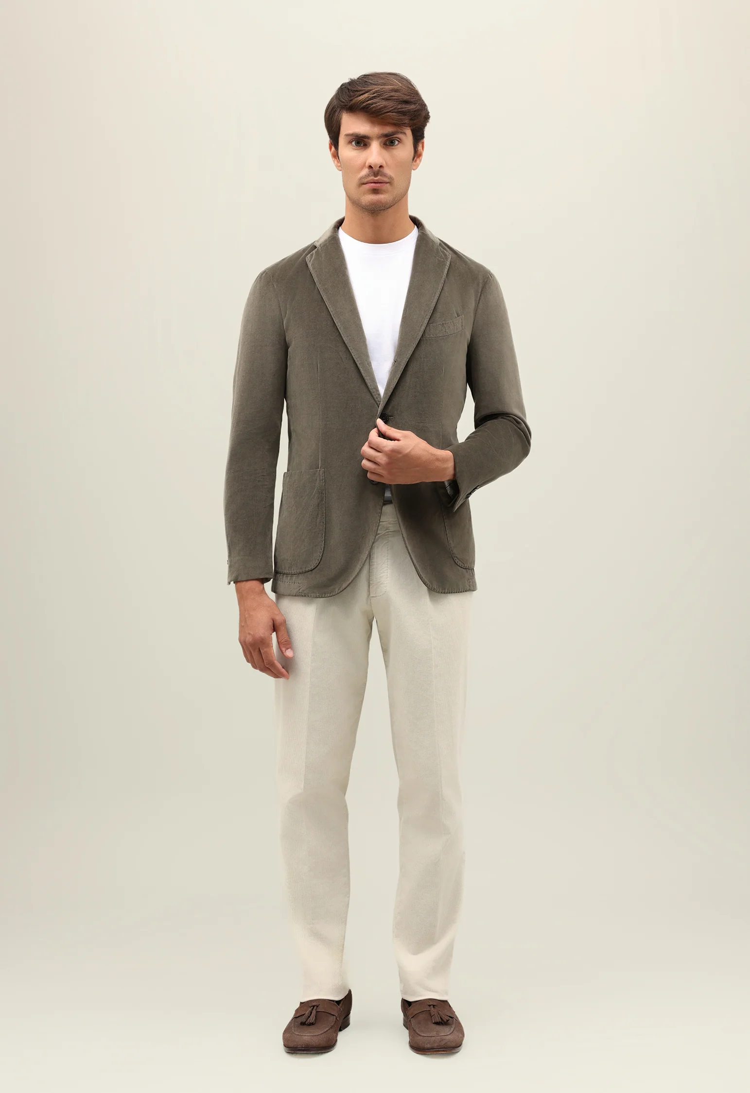 K-Jacket in velluto tinto in capo marrone