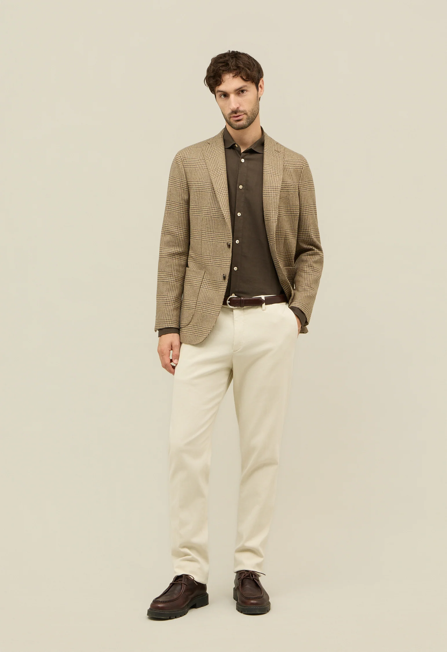 K-Jacket Principe di Galles in misto lana beige