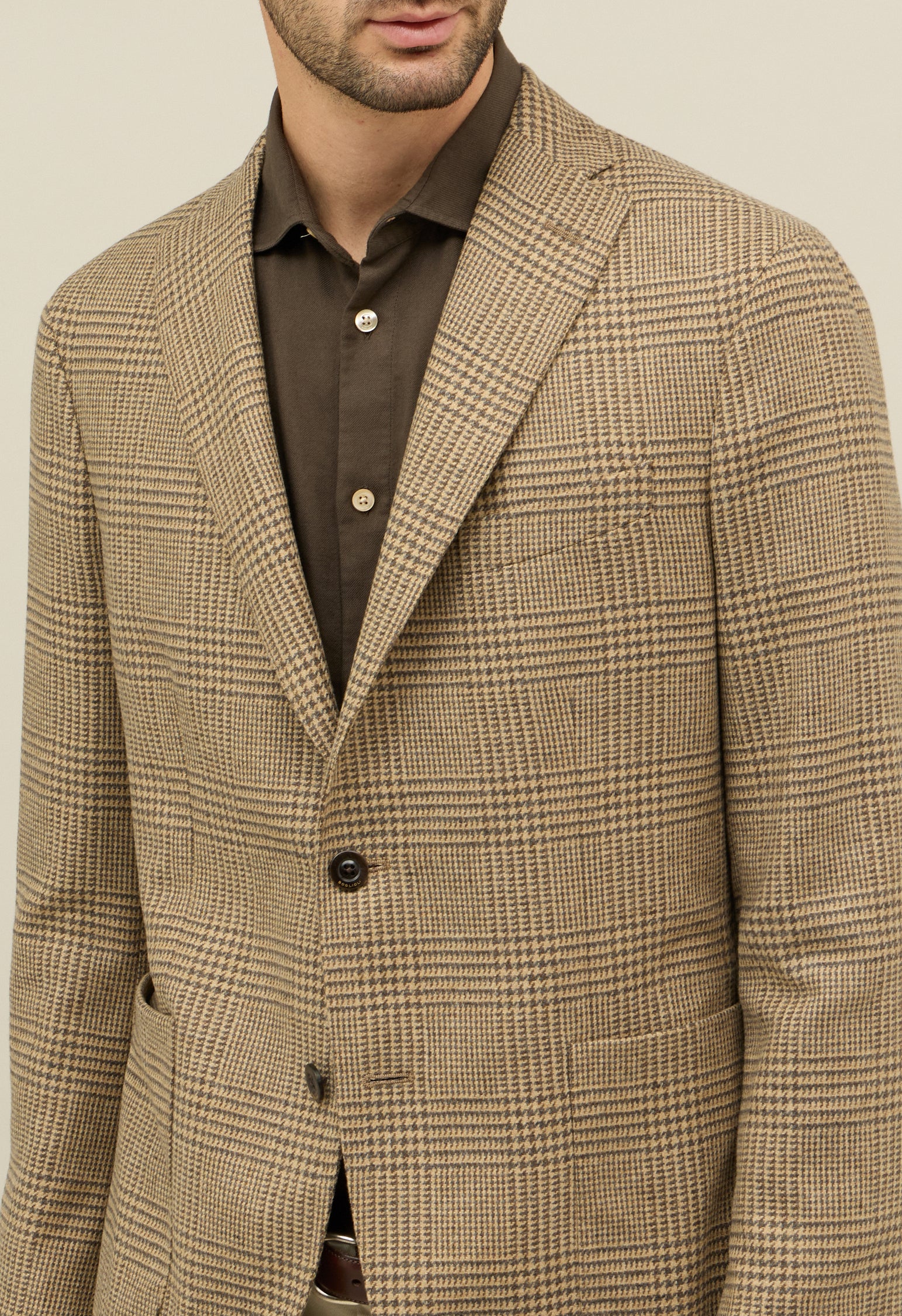 K-Jacket Principe di Galles in misto lana beige - Image 3