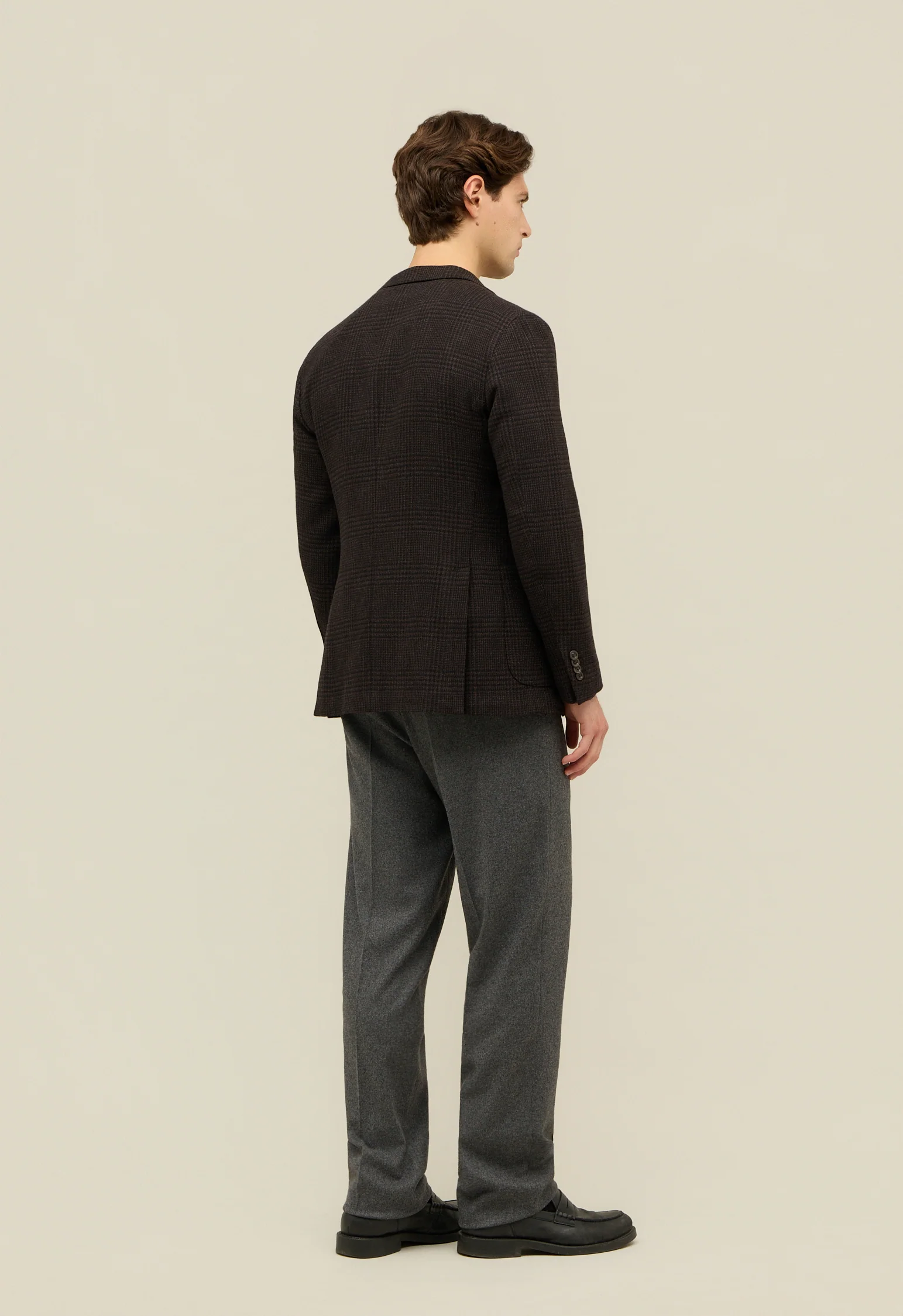 K-Jacket Principe di Galles in misto lana e cashmere marrone - Image 2