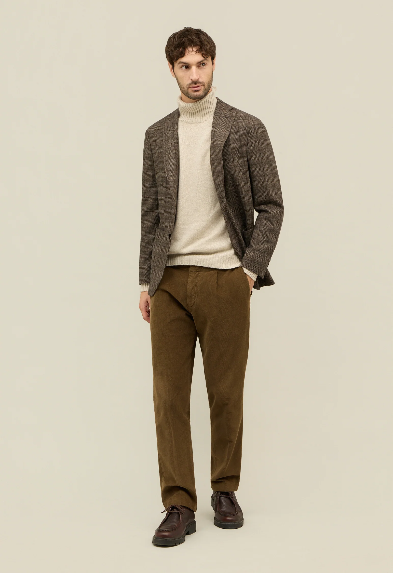 K-Jacket Principe di Galles in misto lana marrone