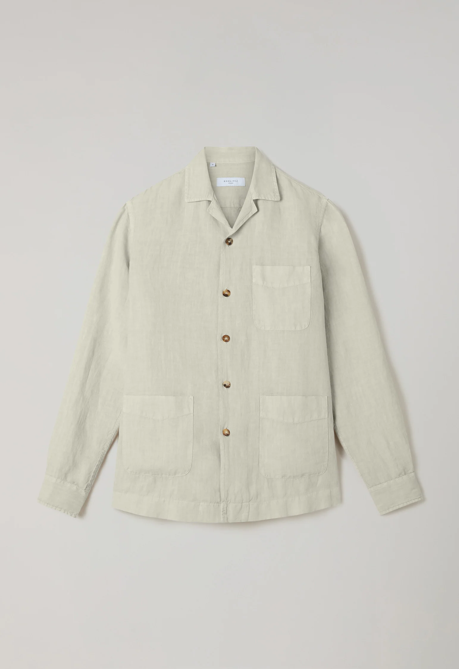 Overshirt Painter in lino tinto in capo beige - Image 4