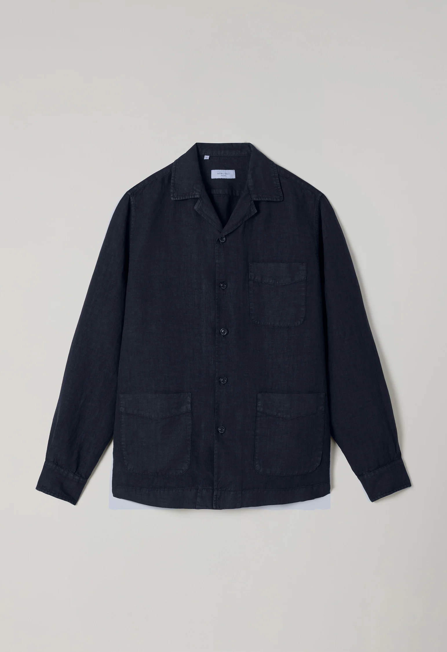 Overshirt Painter in lino tinto in capo blu - Image 4