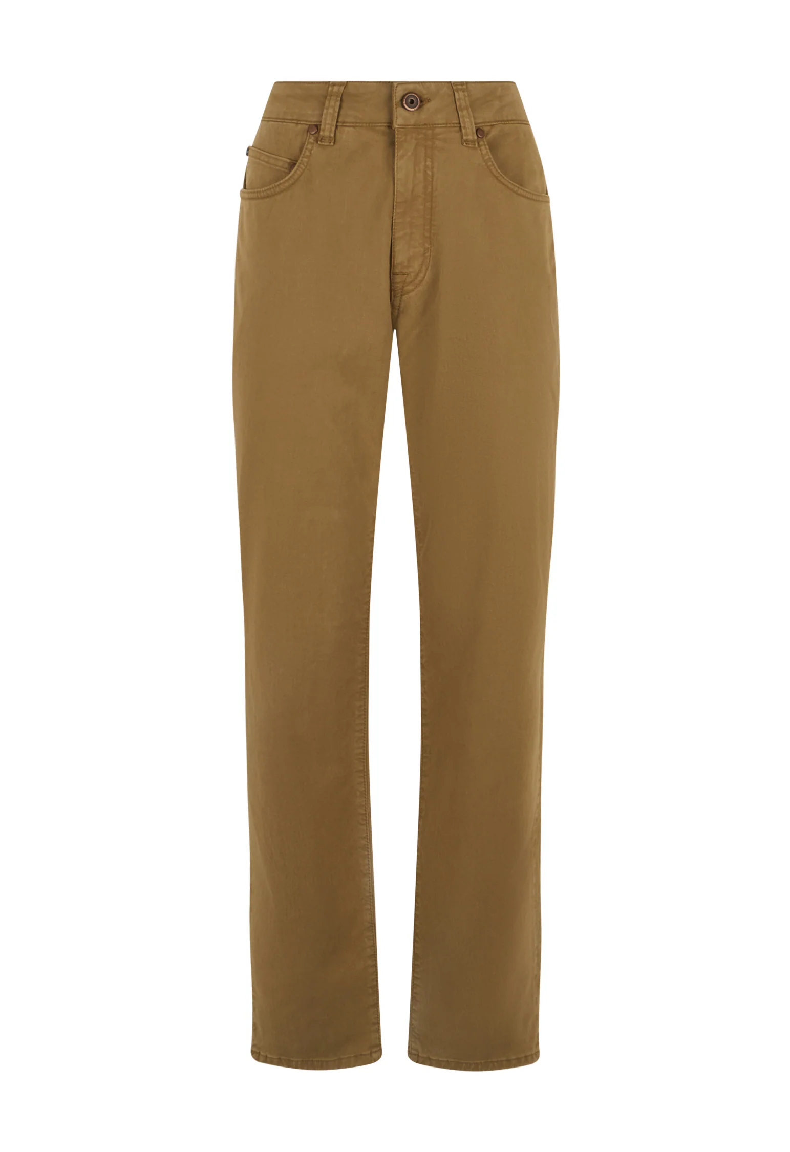Pantalone 5 tasche in cotone e seta tinti in capo marrone chiaro - Image 4
