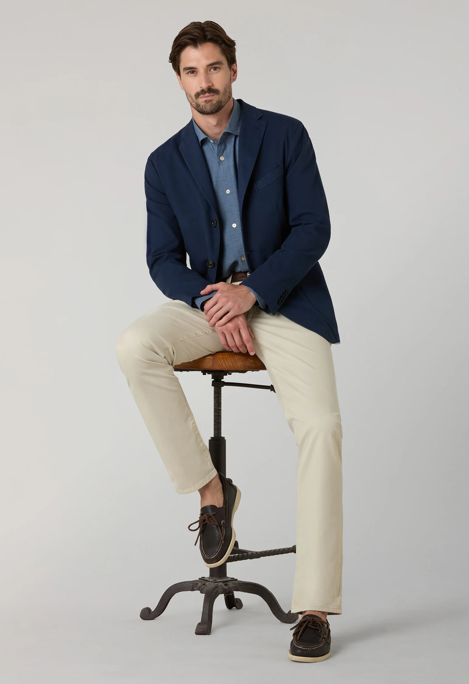 Pantalone 5 tasche in cotone e seta tinto in capo beige - Image 3