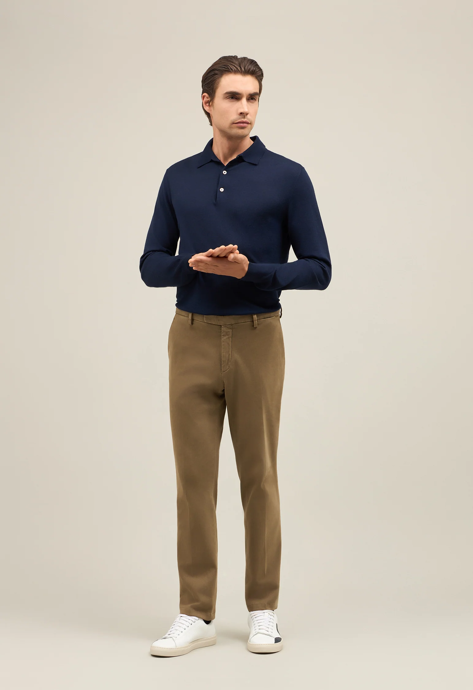 Pantalone Chino slim in cotone comfort verde oliva