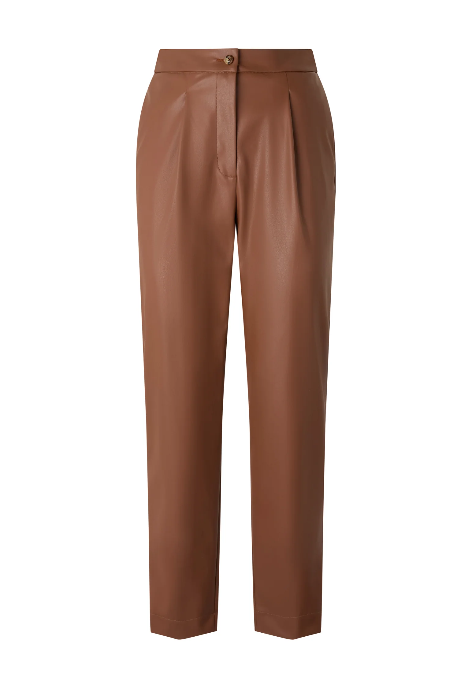 Pantalone in pelle vegana con pince marrone - Image 4