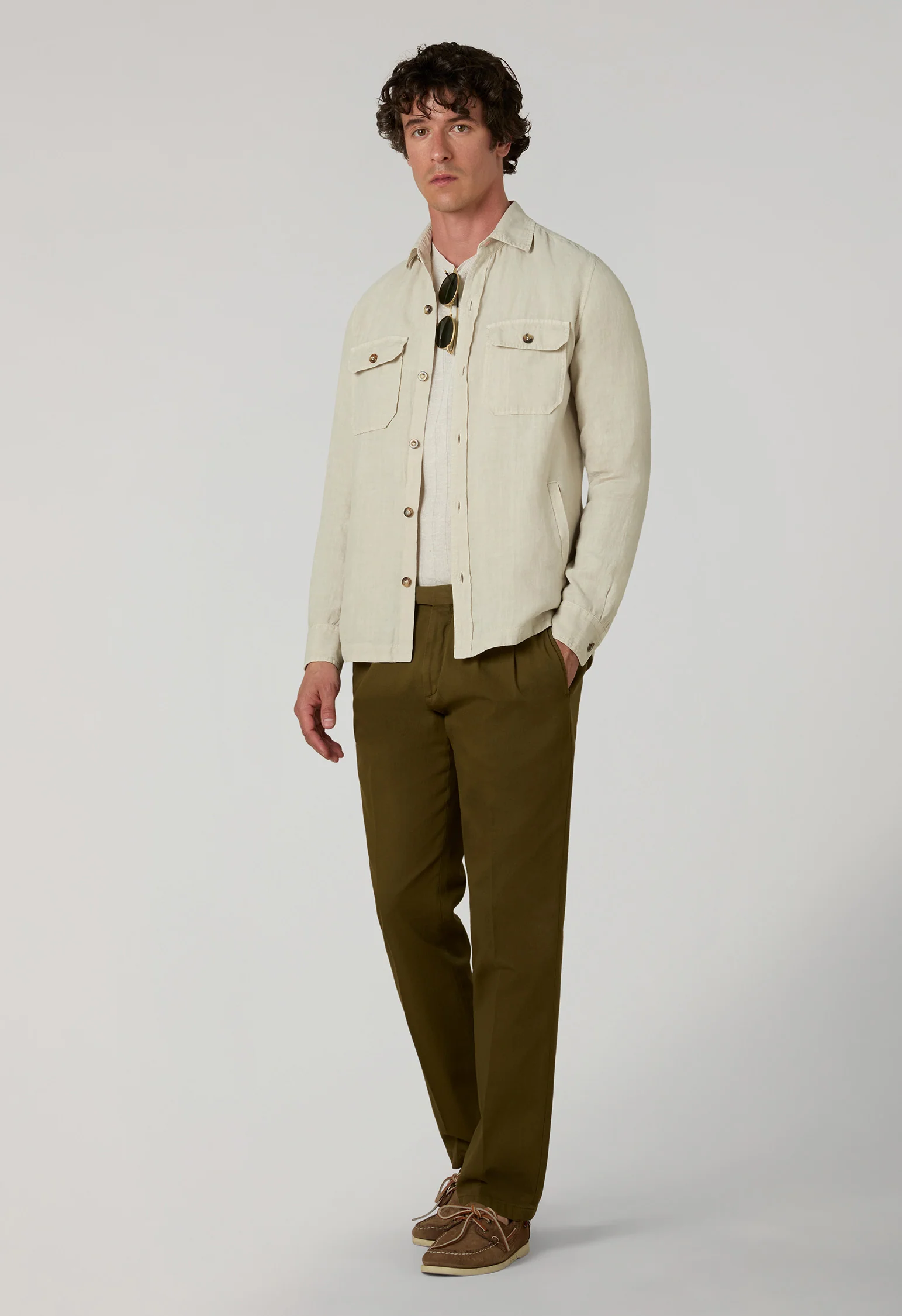 Pantalone Napoli in cotone stretch tinto in capo marrone chiaro - Image 3