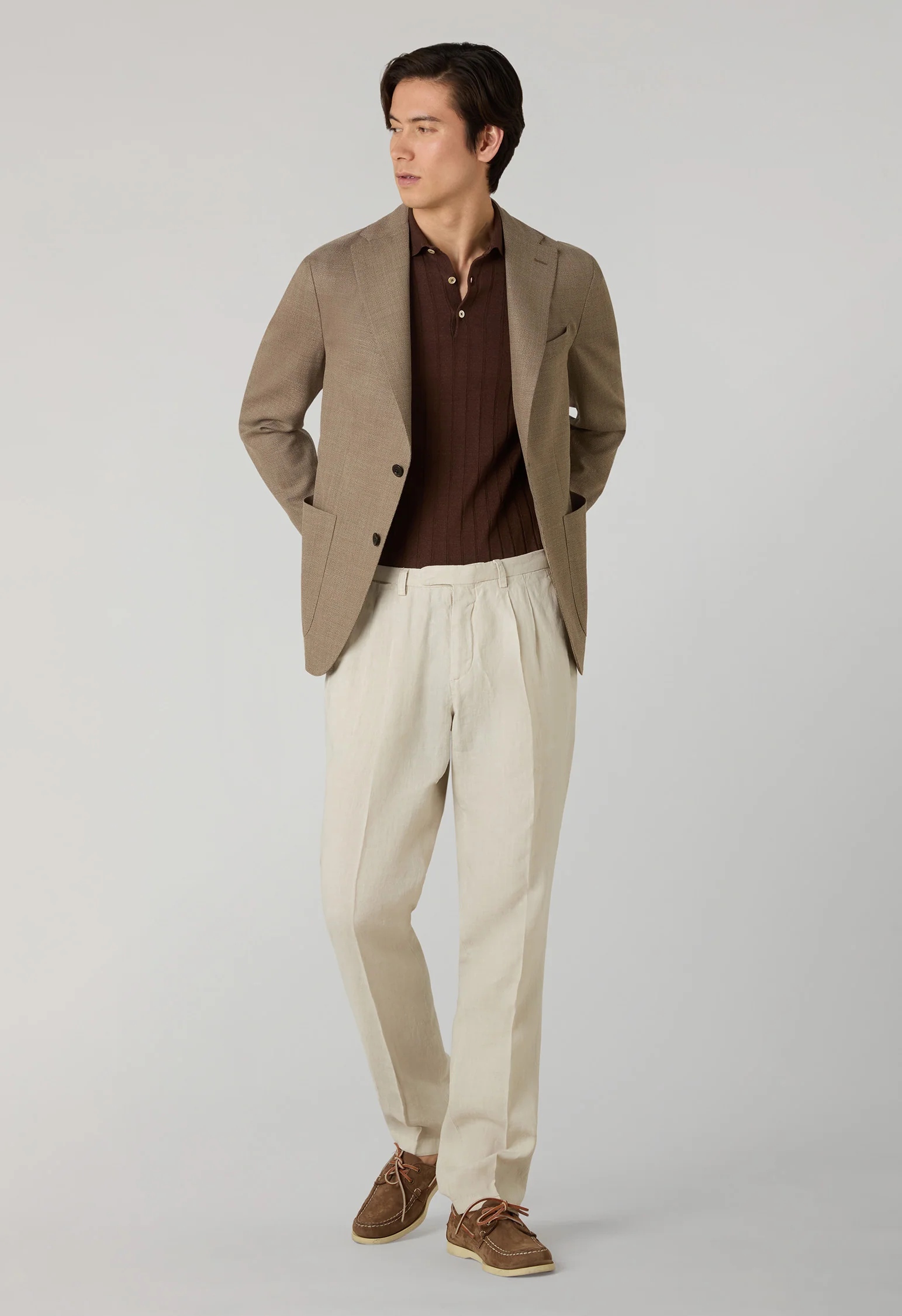 Pantalone Napoli in lino tinto in capo beige - Image 3