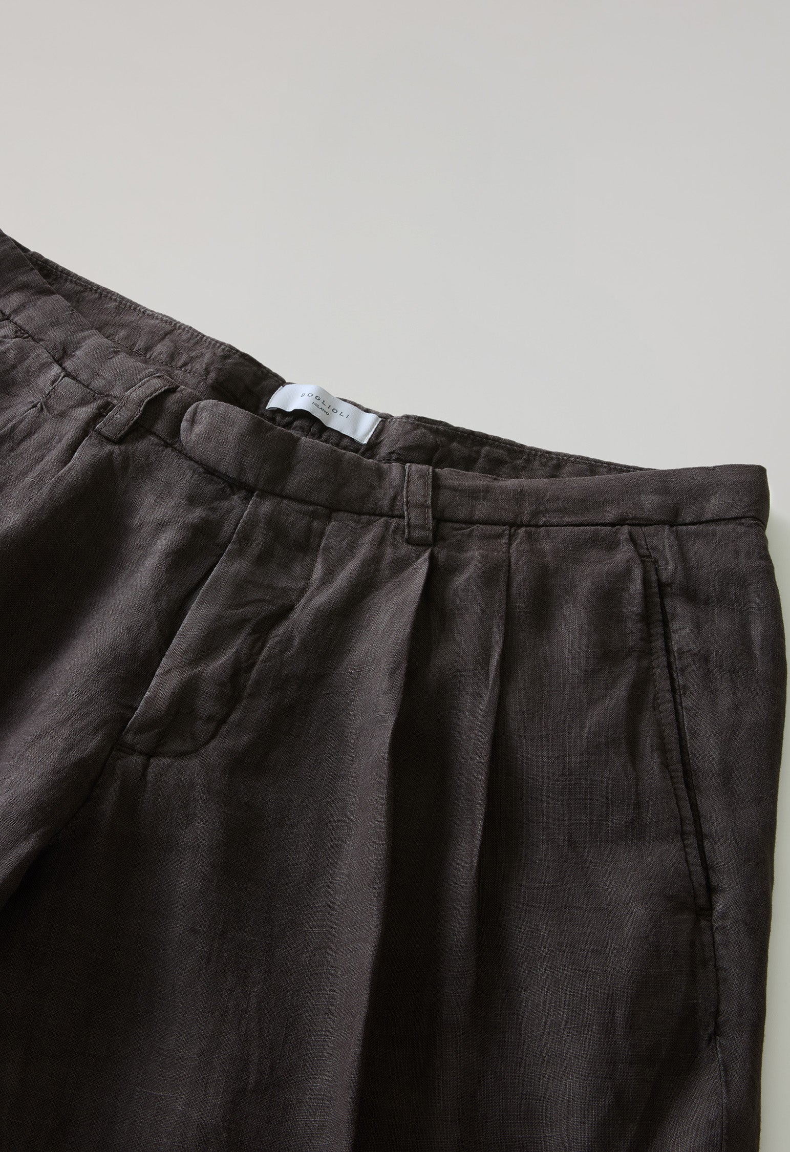 Pantalone Napoli in lino tinto in capo marrone - Image 5