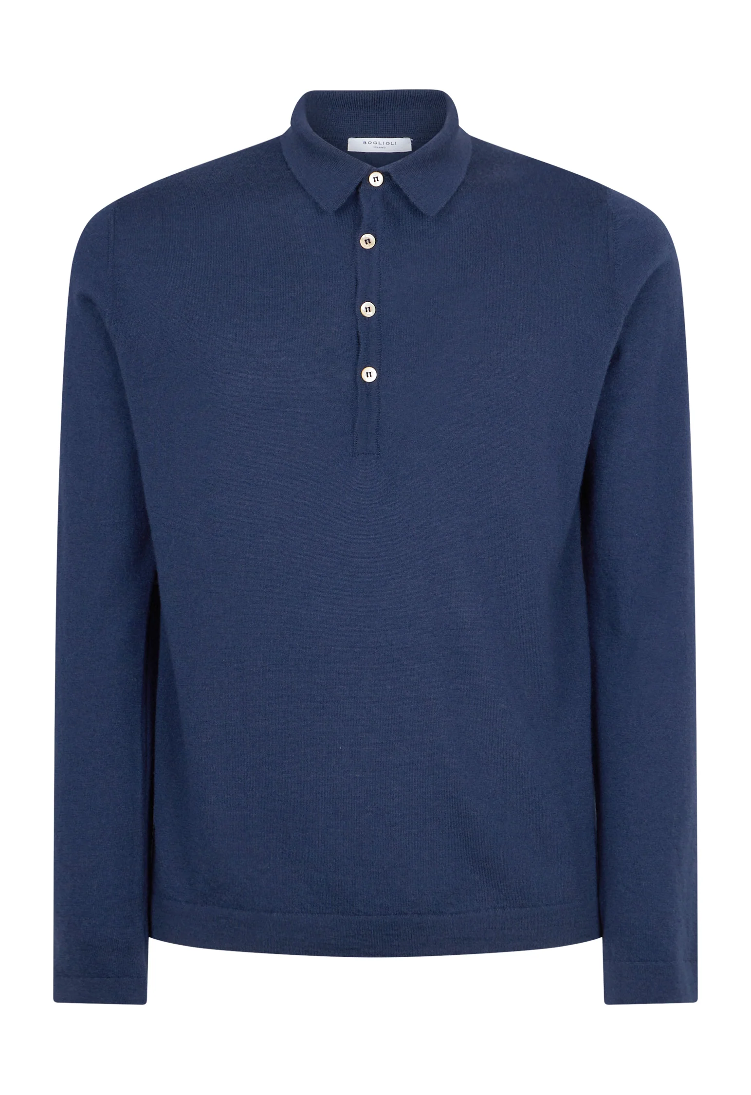 Polo a maniche lunghe in cashmere blu - Image 4