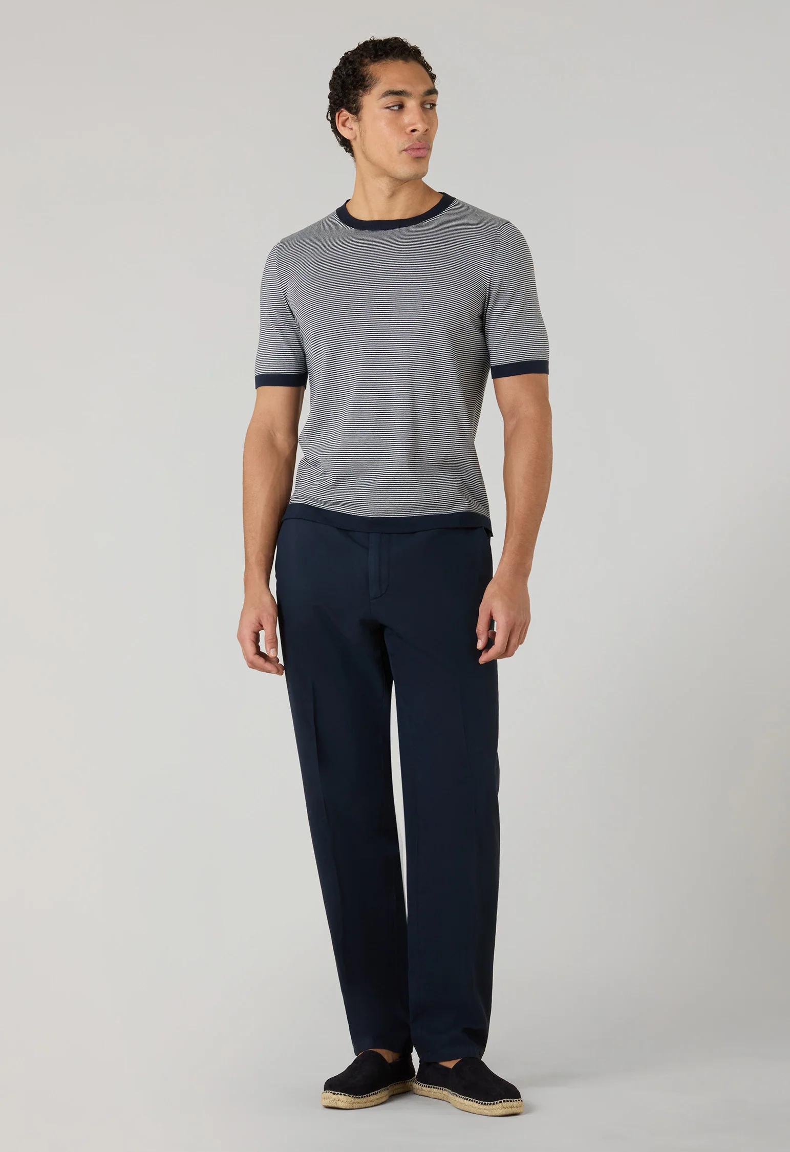 T-Shirt in cotone a righe blu - Image 3