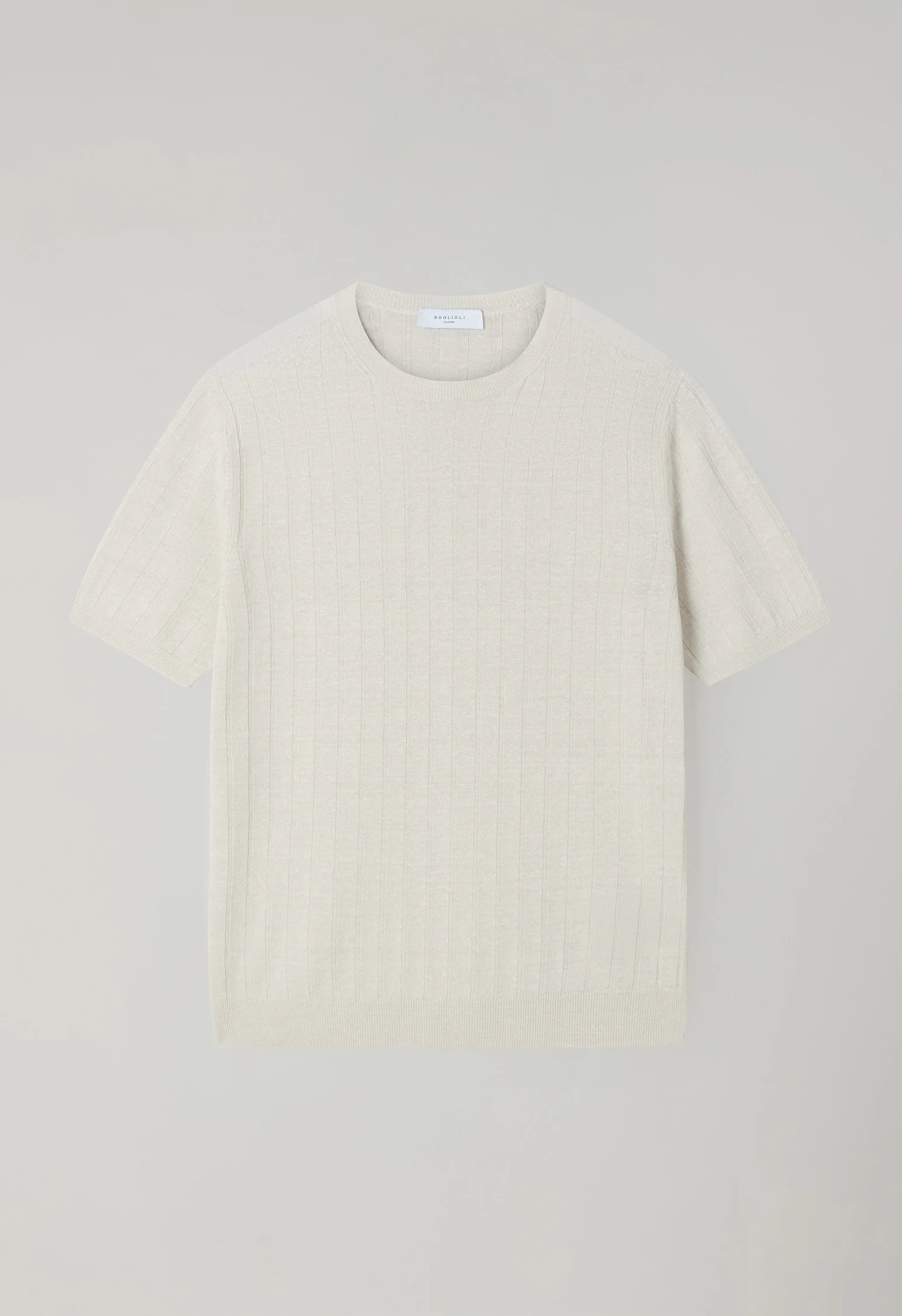 T-Shirt in lino e cotone a coste piatte bianco caldo - Image 4